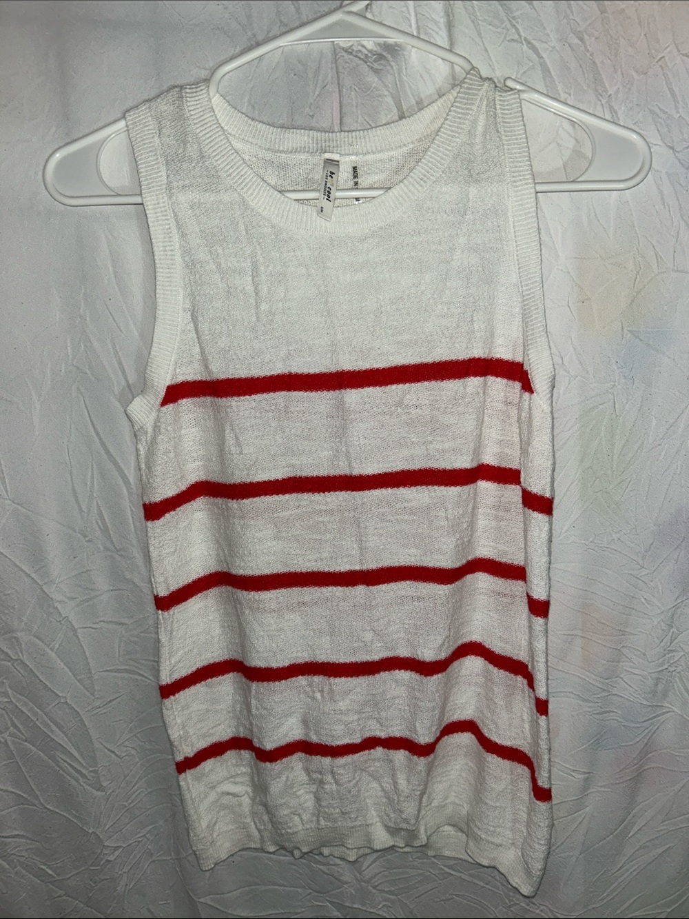 BE COOL White Tank with Red Horizontal Stripes size s/m